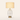 Ribbed glass table lamp with a beige linen drum on a clear ribbed egg base, lamp on