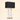 Three-quarter view of the faux-marble table lamp, shade on