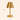 Brass cordless table lamp with 10.5 inch height and 5 inch width overlays, lamp off
