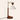 Wood crane arm table lamp with 20 inch height and 10 inch width overlays, lamp off