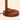 Close-up of the dark wood post, wood disc base, and black cord