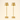 Pair of slim brushed-gold cordless table lamps with cone shades and square bases, lamps on