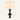 Matte black stacked-disc table lamp with a tall white fabric drum shade, lamp on