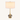 Smoky glass table lamp with a tall white drum shade, flared gold neck, and smoky mercury-glass orb, lamp on