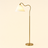 Brass Ring Arc Floor Lamp lit cream studio packshot