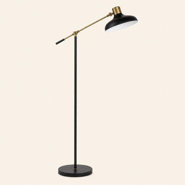 Black Gold Balance Floor Lamp unlit cream studio packshot