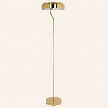 Gold dome floor lamp, unlit, same camera as ON packshot