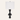 Matte black stacked-disc table lamp with a tall white fabric drum shade, lamp off