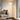 Wood Arc Floor Lamp in living room corner