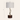 Walnut twist table lamp with 22 inch height and 12 inch width overlays, lamp off
