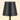 Close-up of the matte-black tapered metal shade, lamp on