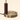 Close-up of the brass disc base, dark wood collar, black rocker, and black cord