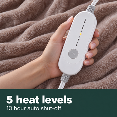 Heated blanket controller: 5 heat levels and 10 hour auto shut-off