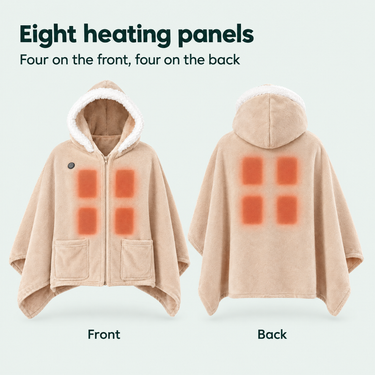 Eight heating panels: four on the front, four on the back